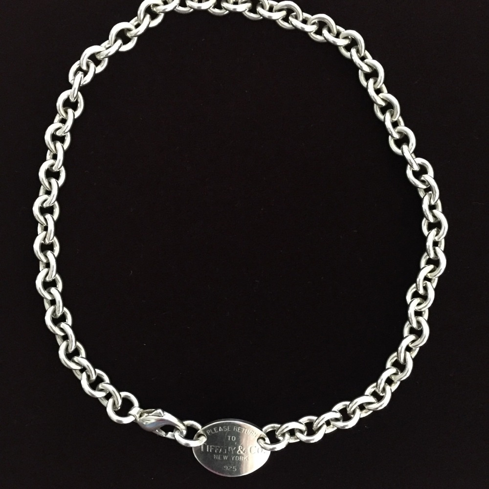 Tiffany sterling silver oval tag necklace
